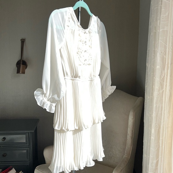 MINT CONDITION. Self-Portrait Girls cream chiffon tiered dress. size 10-12 - Picture 4 of 8